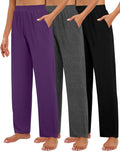 Women's 3 Pack Wide Leg Lounge Pants - Cozy Flowing Comfort