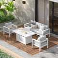 Wisteria Lane White Aluminum Patio Conversation Set with 54in Fire Pit