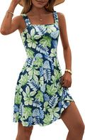 Women's Square Neck Summer Dress with Pockets - Breathable Cotton