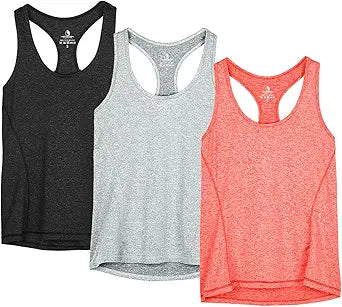 icyzone Women's Racerback Workout Tank Tops - Pack of 3 for Fitness