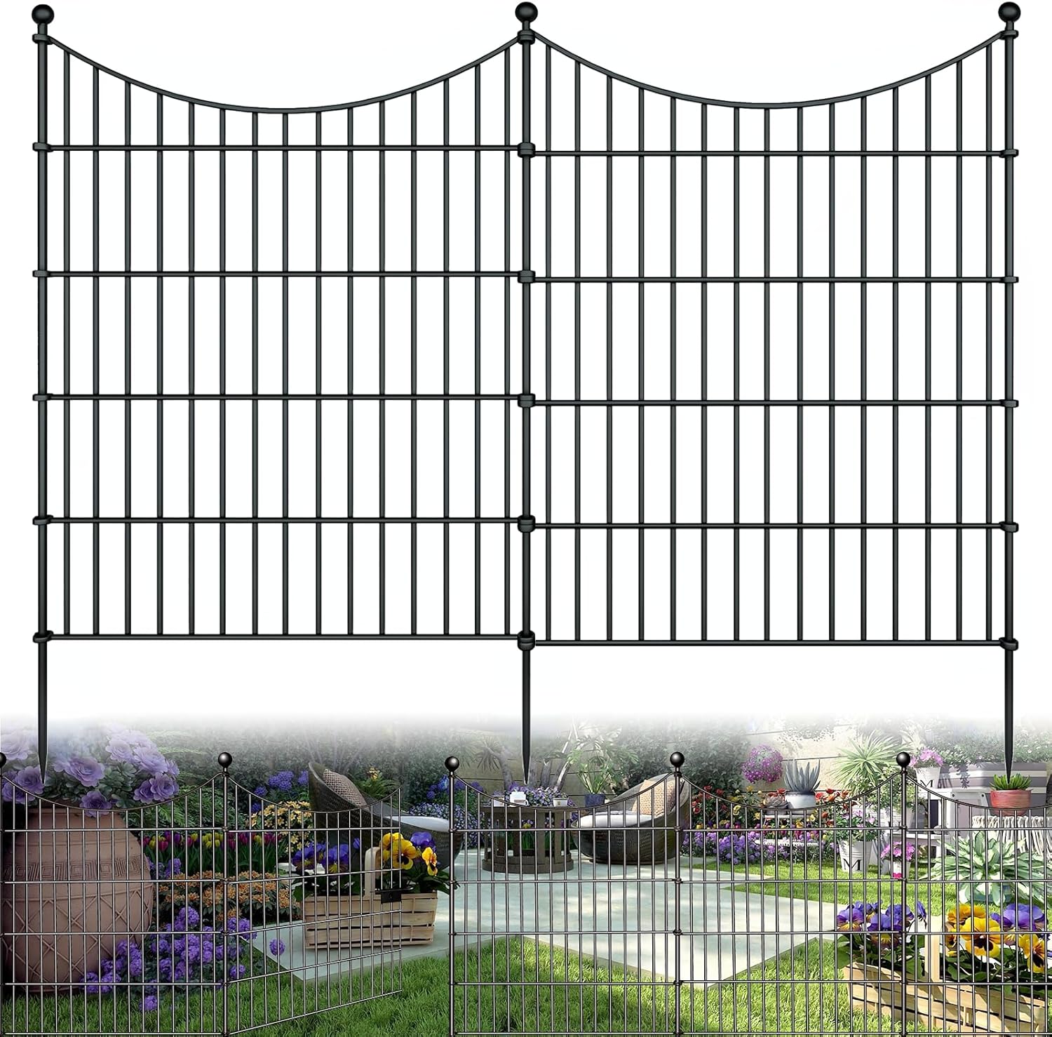 10 Panels Garden Fence Dog Fence Outdoor for Yard, 32in H