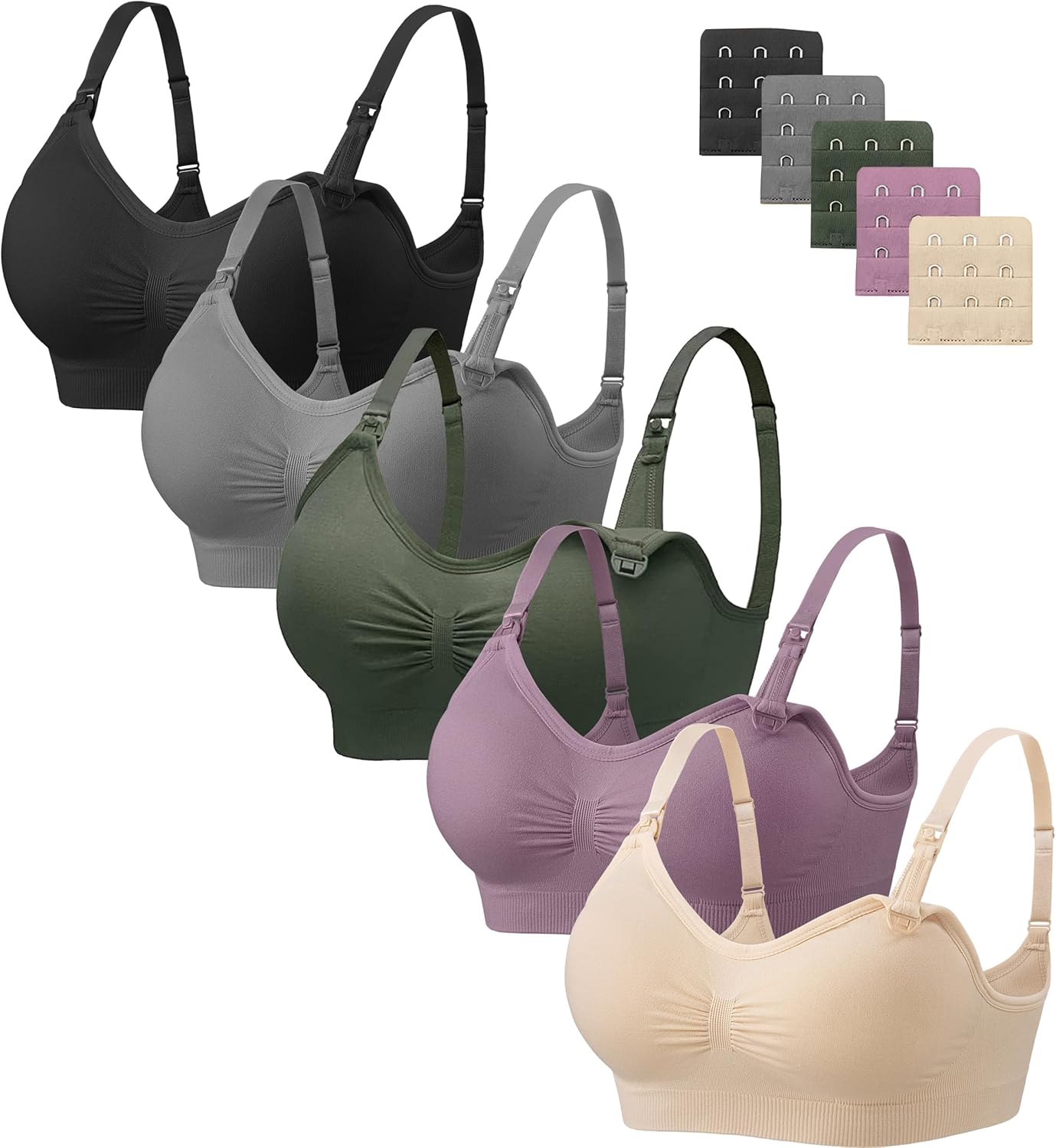 Angelhood Nursing Bra 5 Pack for Maternity and Breastfeeding