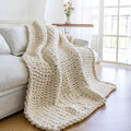 Chunky Knit Blanket Luxury Soft Cozy 40 x 50 Throw Blanket - Cream