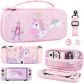Pink Travel Carrying Case for Nintendo Switch OLED with Unicorn Design