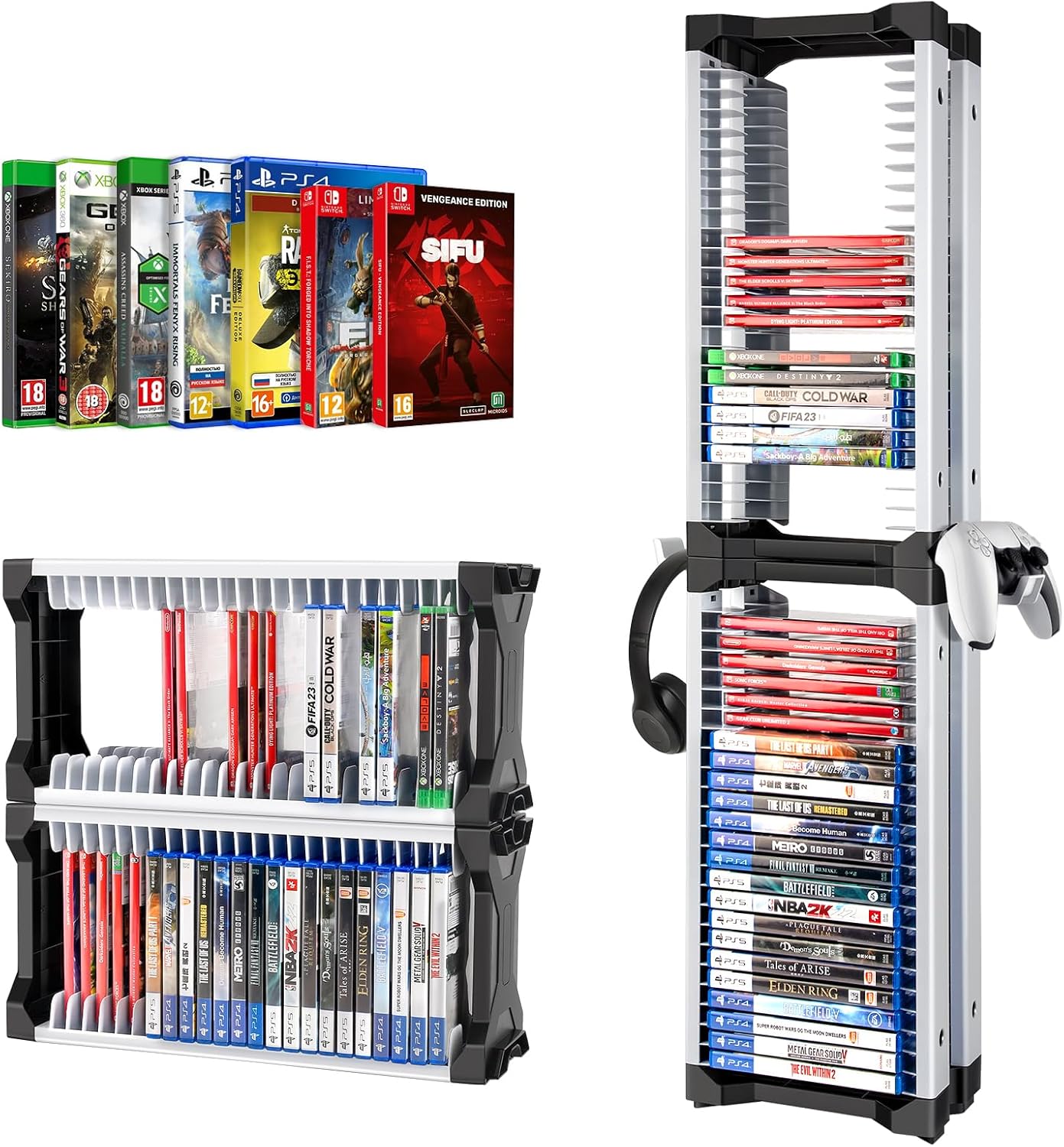 ASFSKY Game Storage Tower - Organize 48 Video Games Easily