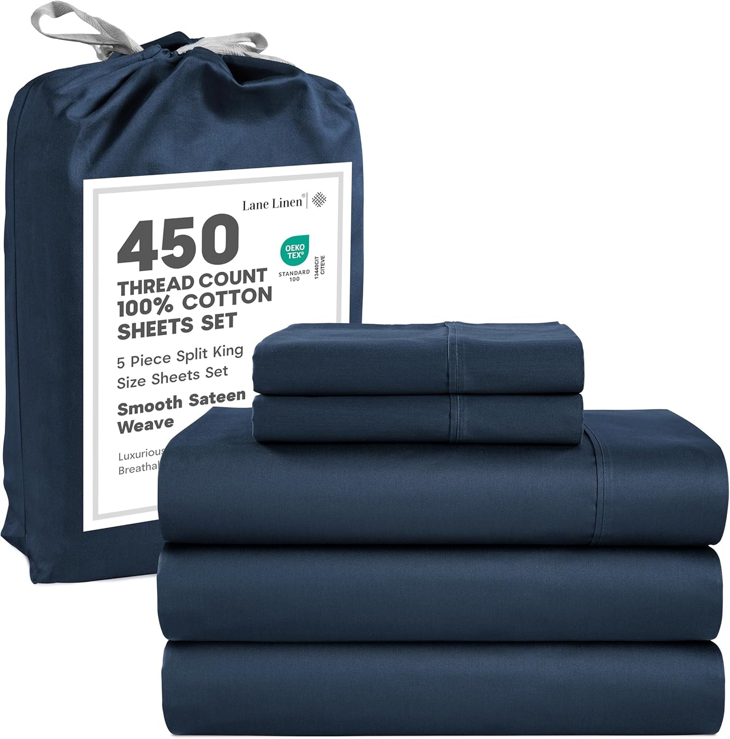 Premium Split Top King Sheets Set for Adjustable Beds 100% Cotton