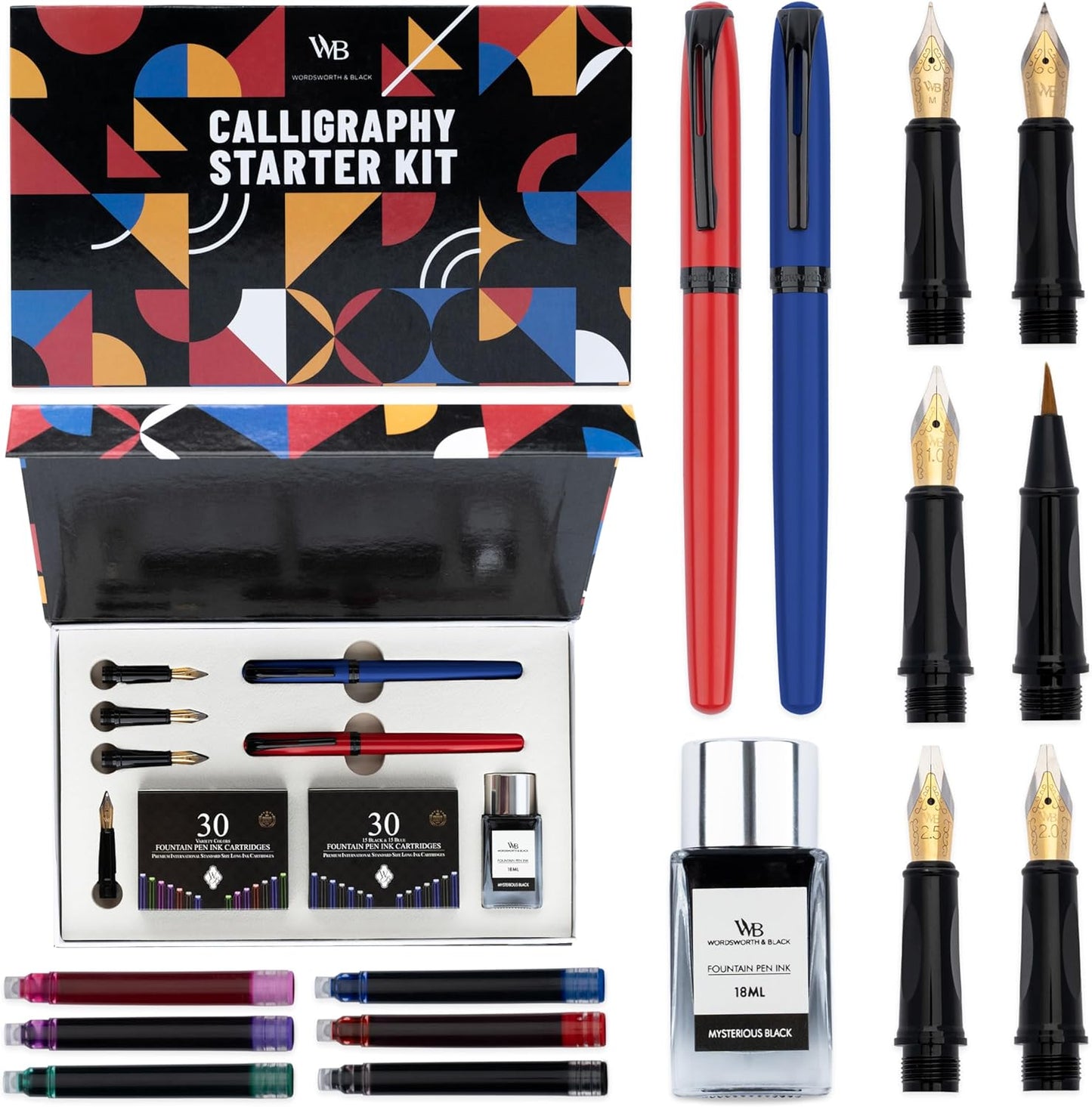 Wordsworth and Black Calligraphy Pen Set for Creative Writing