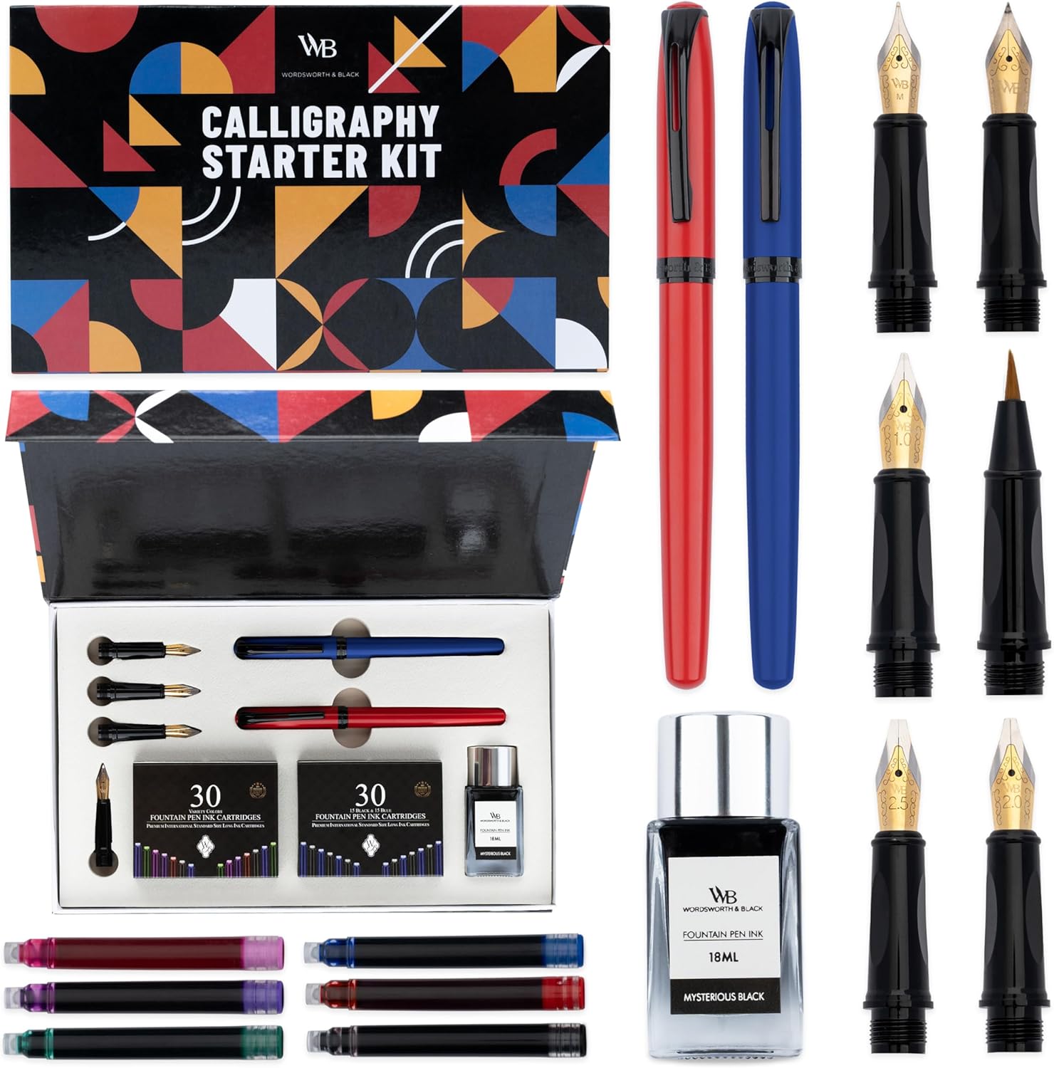 Wordsworth and Black Calligraphy Pen Set for Creative Writing