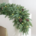 9FT Prelit Christmas Garland with 50 LED Lights - Realistic Snowy Pine