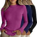 Women's Ribbed Mock Turtleneck 3-Pack - Slim Fit Layering Tees