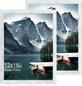 12x16 Picture Frame Set of 2 - Distressed White Wood Poster Frames