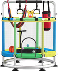 Trampoline for Kids with T-handrail and Hoop - Adjustable 3-Height
