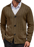 Men's Cardigan Sweater Cable Knit V Neck Button Up - Warm, Classic