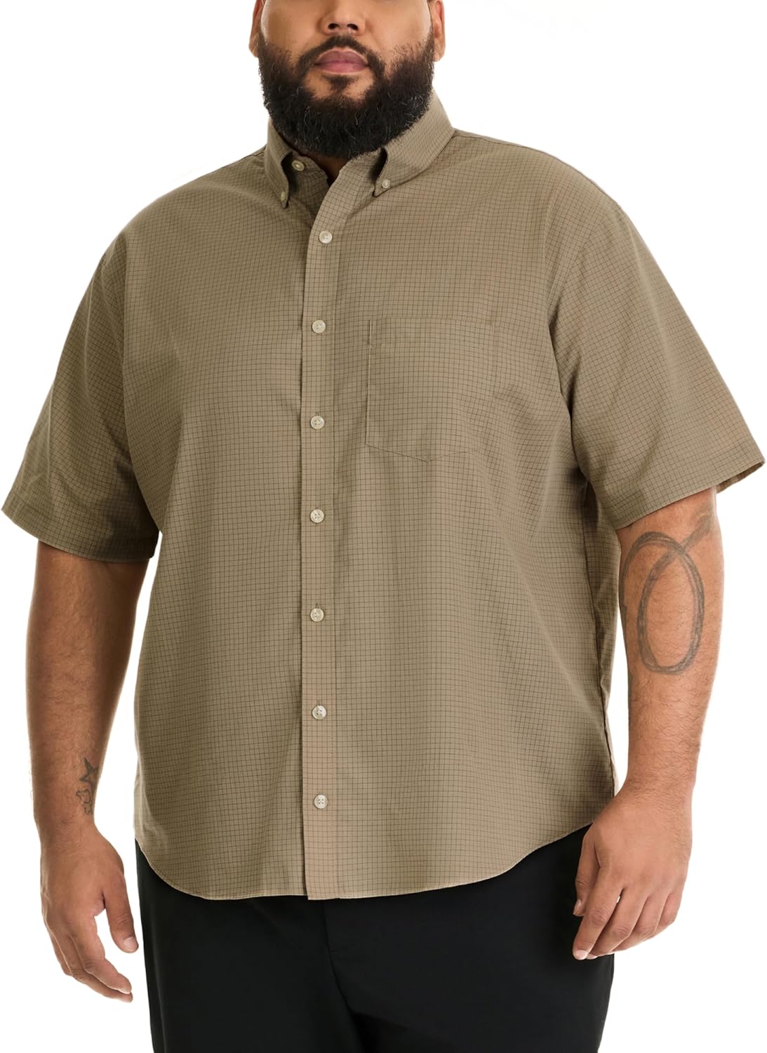 Big and Tall Wrinkle Free Short Sleeve Button Down Shirt