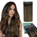 Invisible Wire Hair Extensions Brown Mix Chestnut Balayage - 14 in