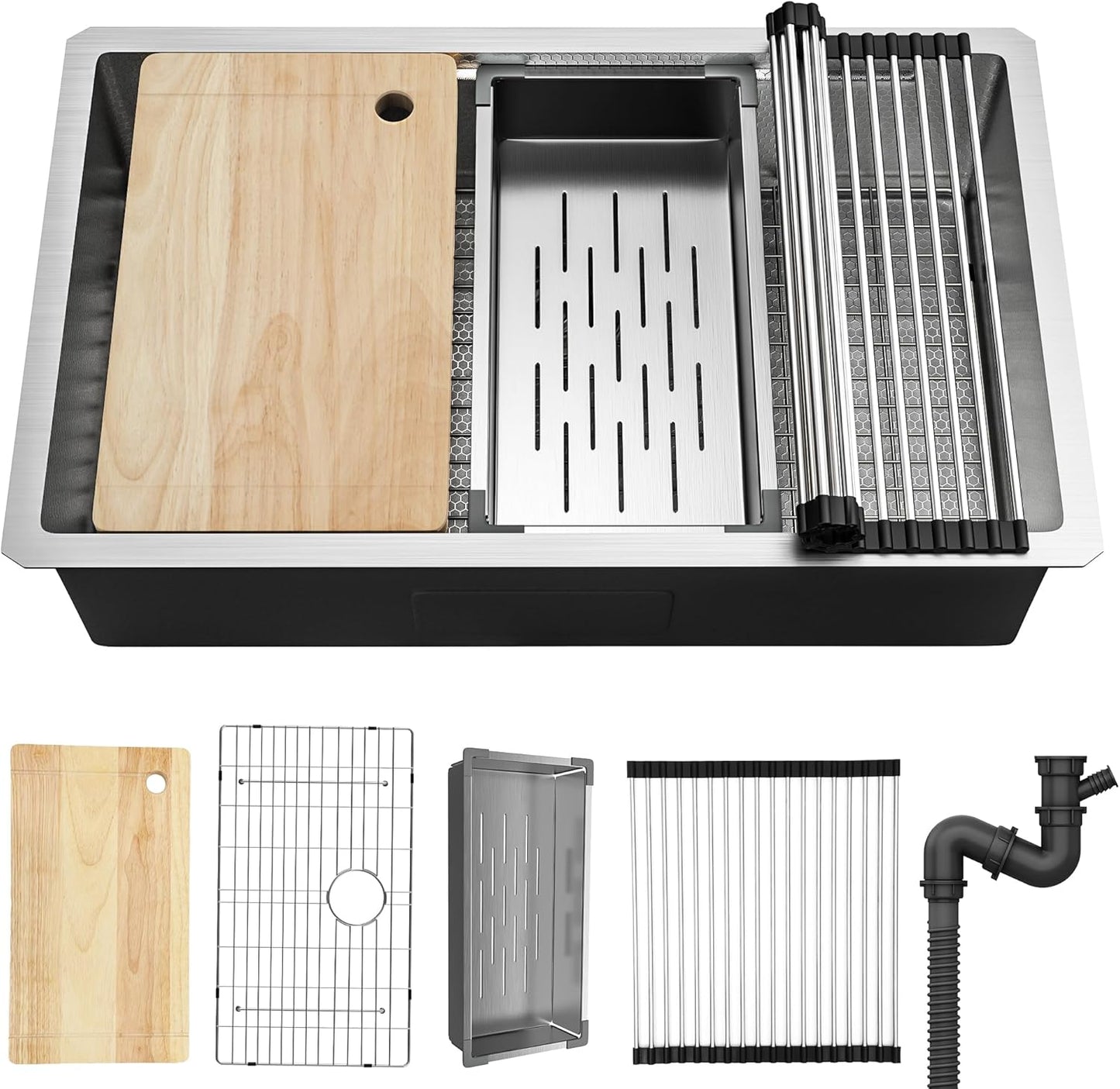 YITAHOME 32in Undermount Kitchen Sink Workstation with Accessories
