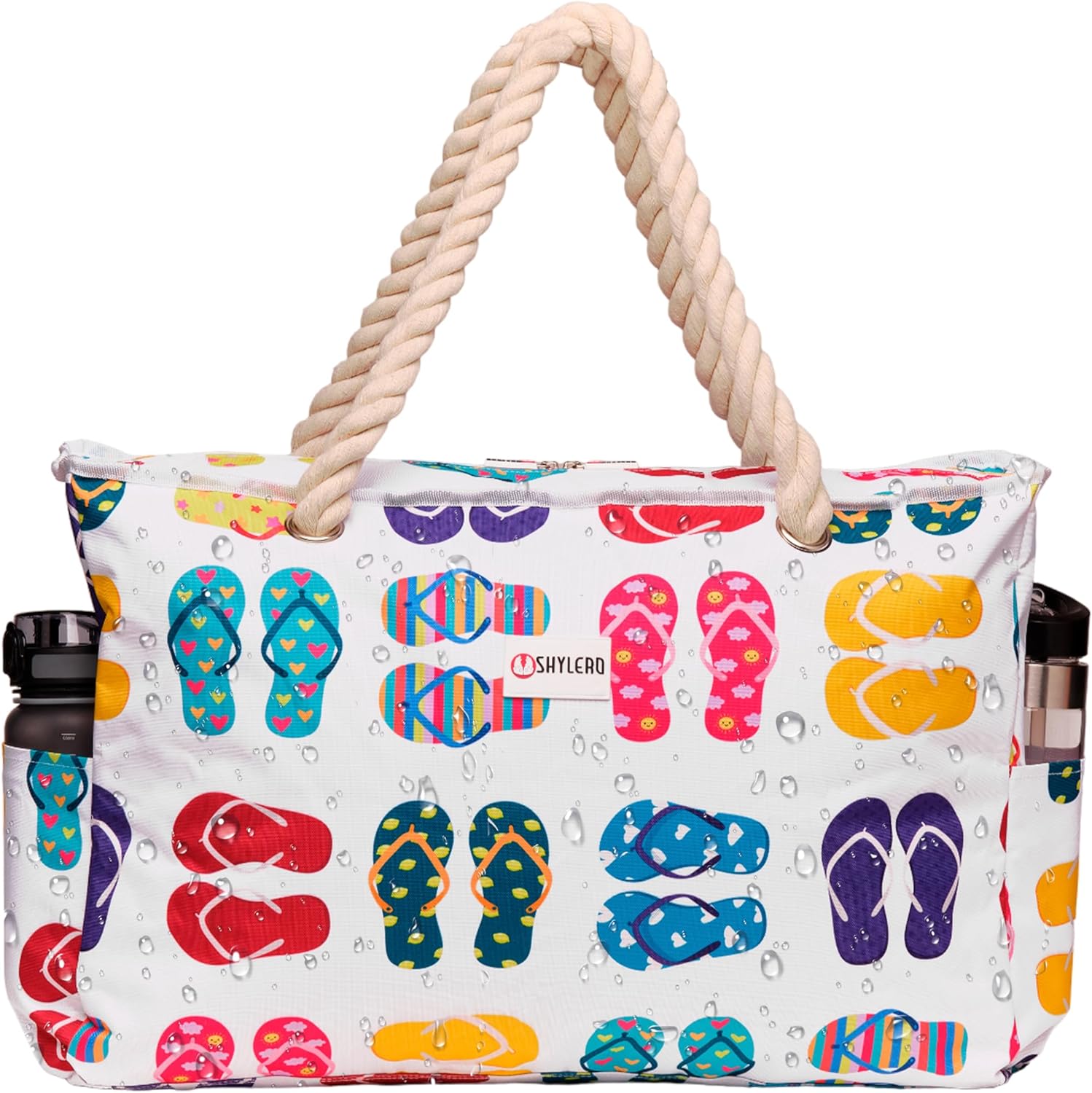SHYLERO Beach Bag with Airtight Pouch and Multiple Pockets