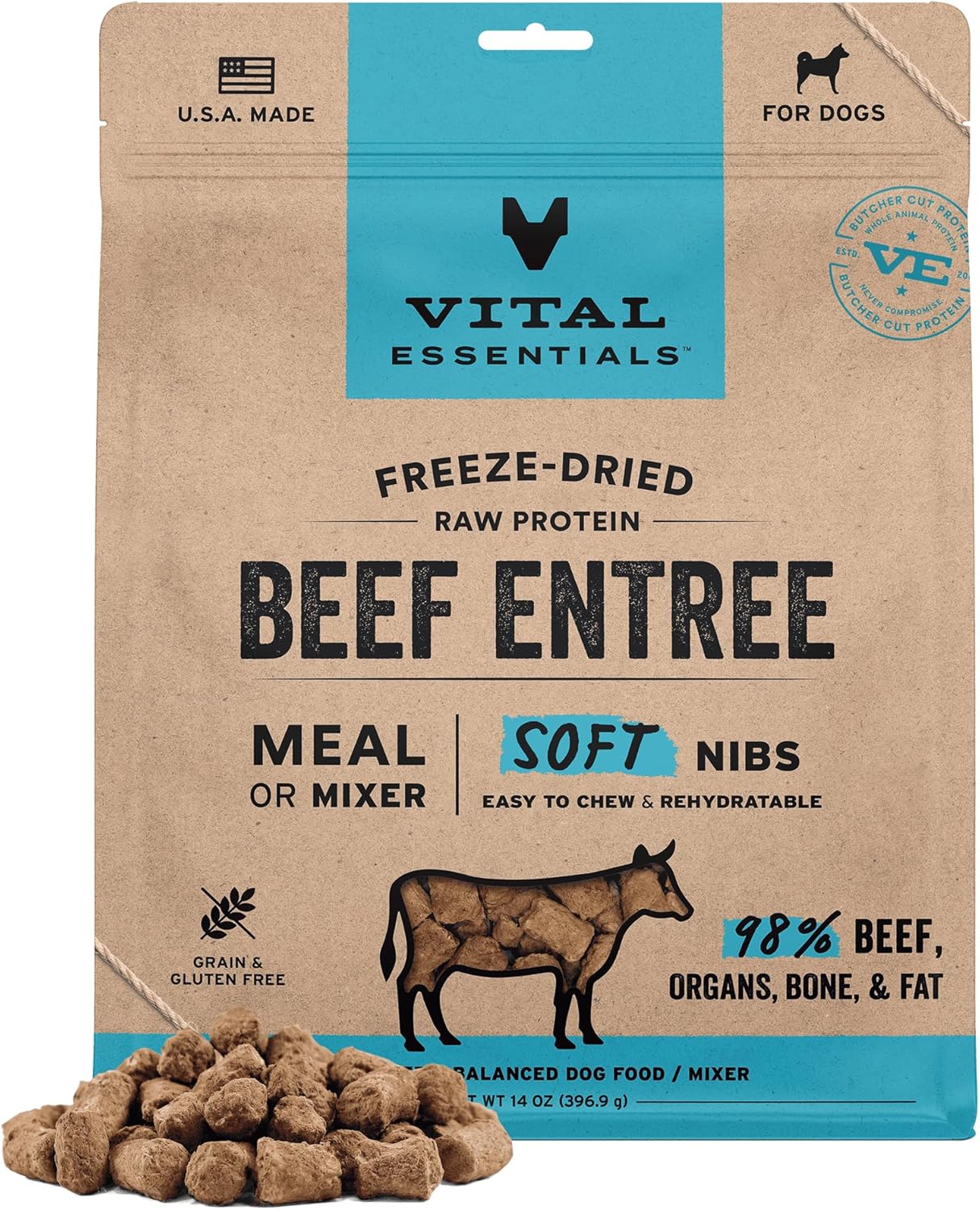 Vital Essentials Freeze-Dried Raw Beef Meal for Dogs
