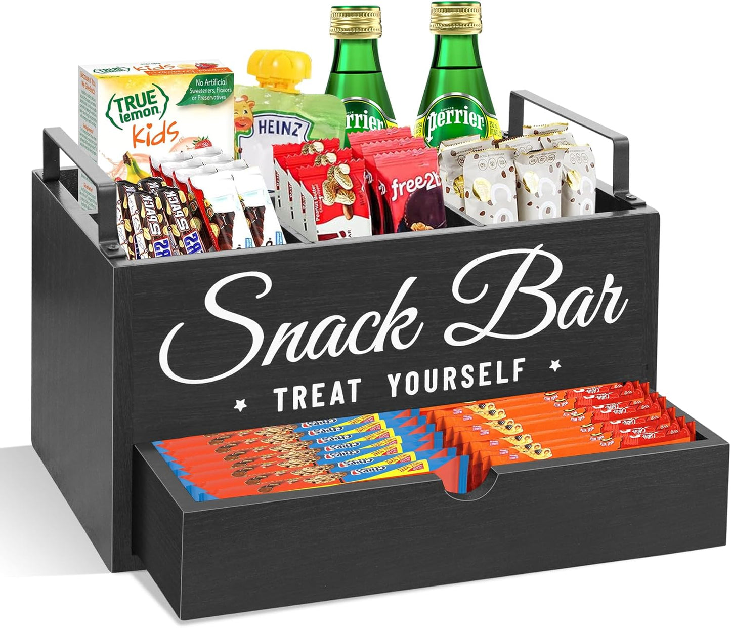 Snack Organizer for Countertop with Handles and Drawer Storage