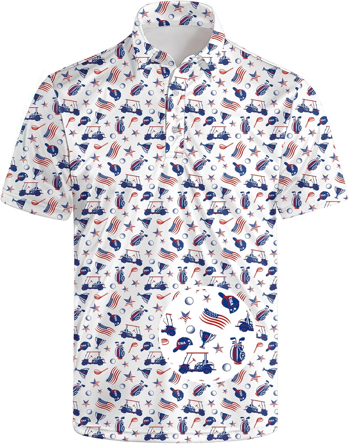 American Flag Golf Polo Shirts for Men - Quick Dry Performance