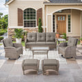 HUMMUH 7 Piece Outdoor Furniture Set - Swivel Glider Seating