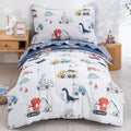 Dinosaur Cars Reversible Toddler Bedding Set - Soft Cotton Comfort
