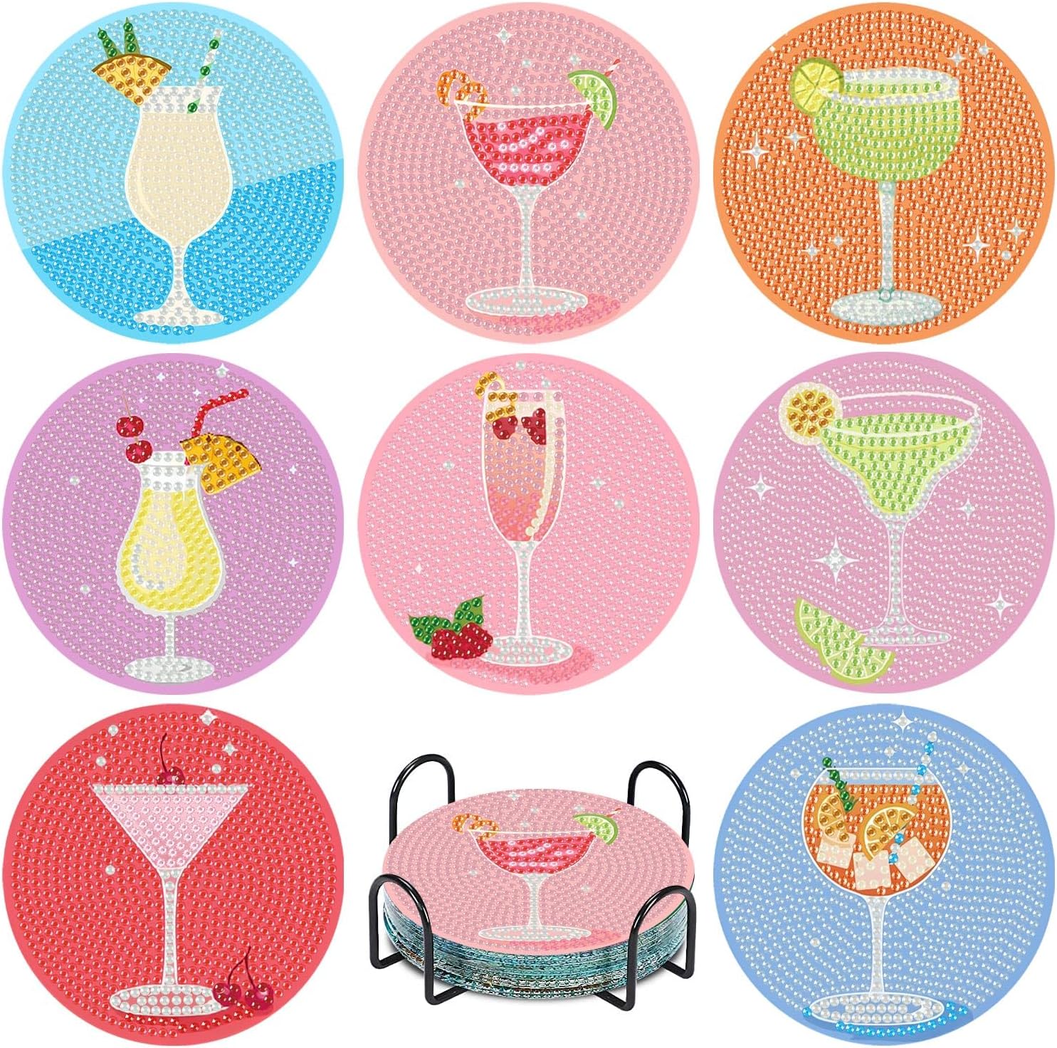 Vintage Diamond Art Coaster Set for Adults