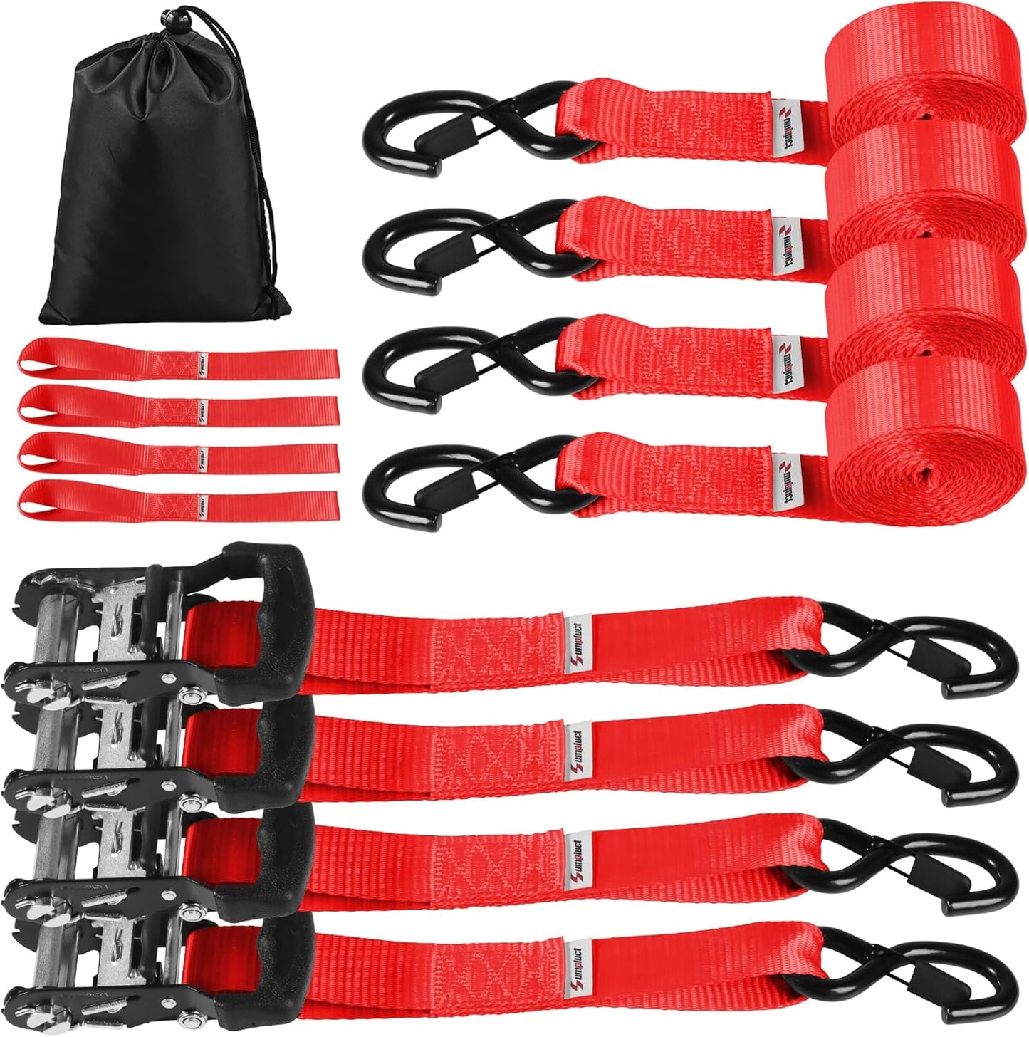 Heavy Duty Ratchet Straps for Trucks 4 PK 4400 LB 1.5in X15ft