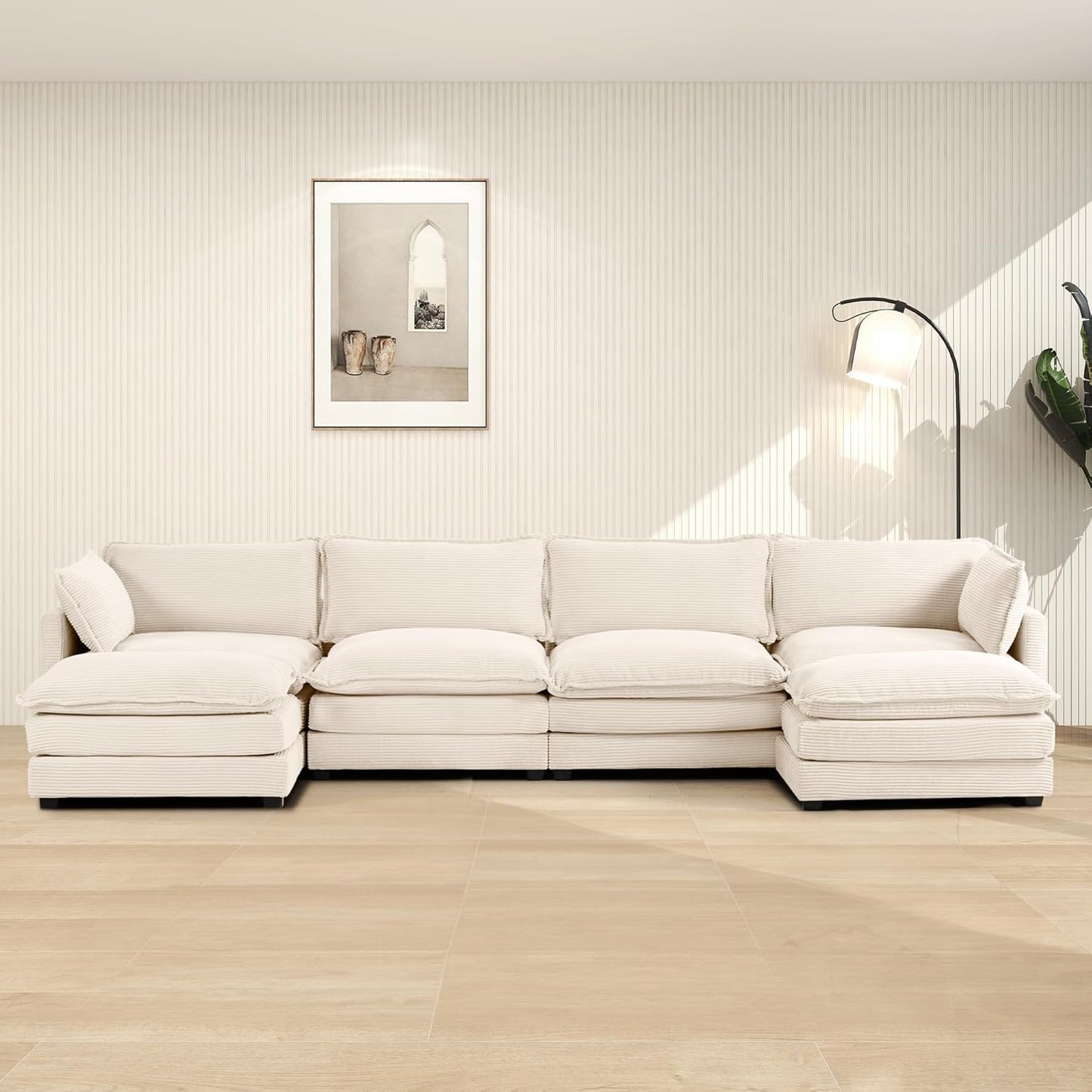 ROWHY Sectional Cloud Couch with Ottomans for Cozy Living Room