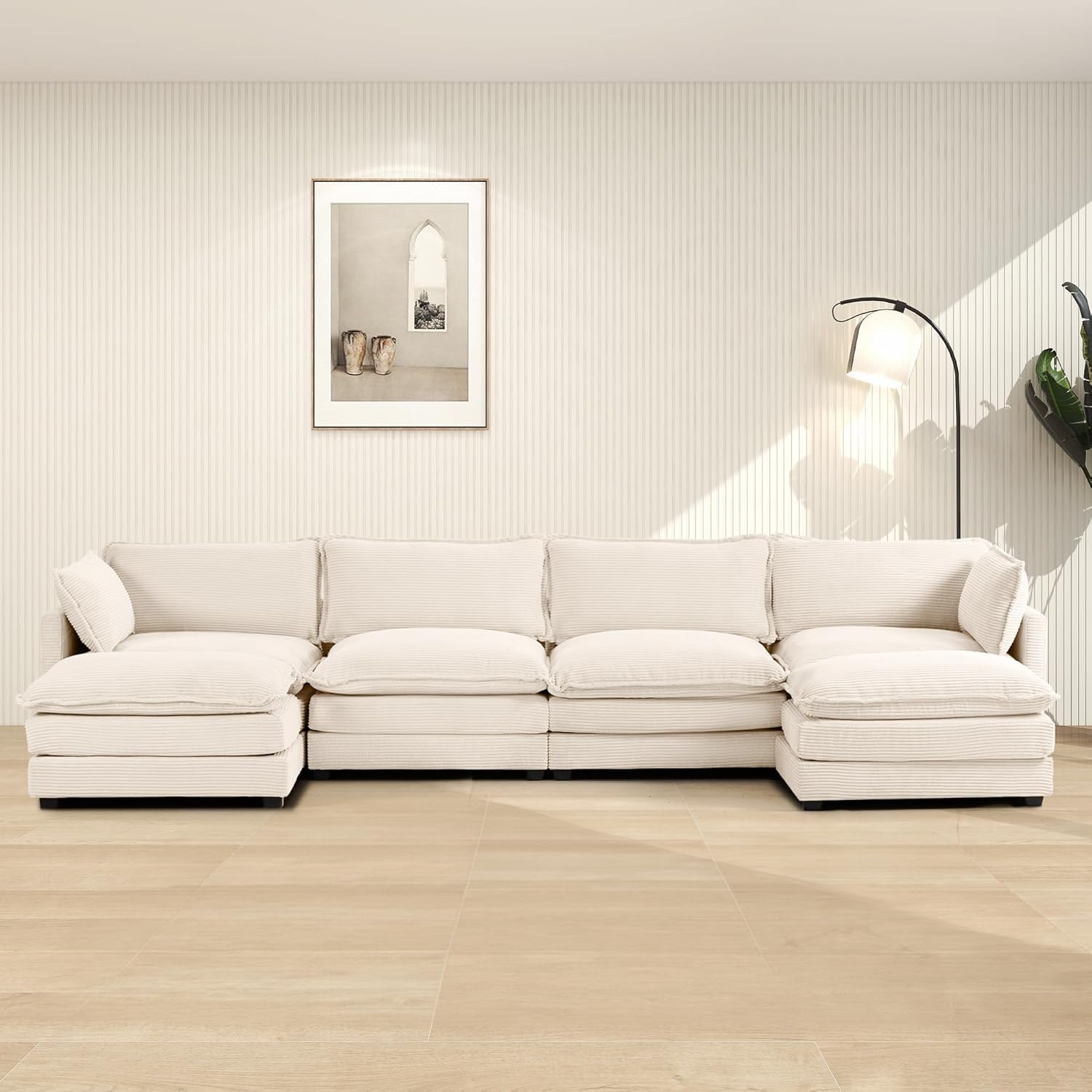 ROWHY Sectional Cloud Couch with Ottomans for Cozy Living Room
