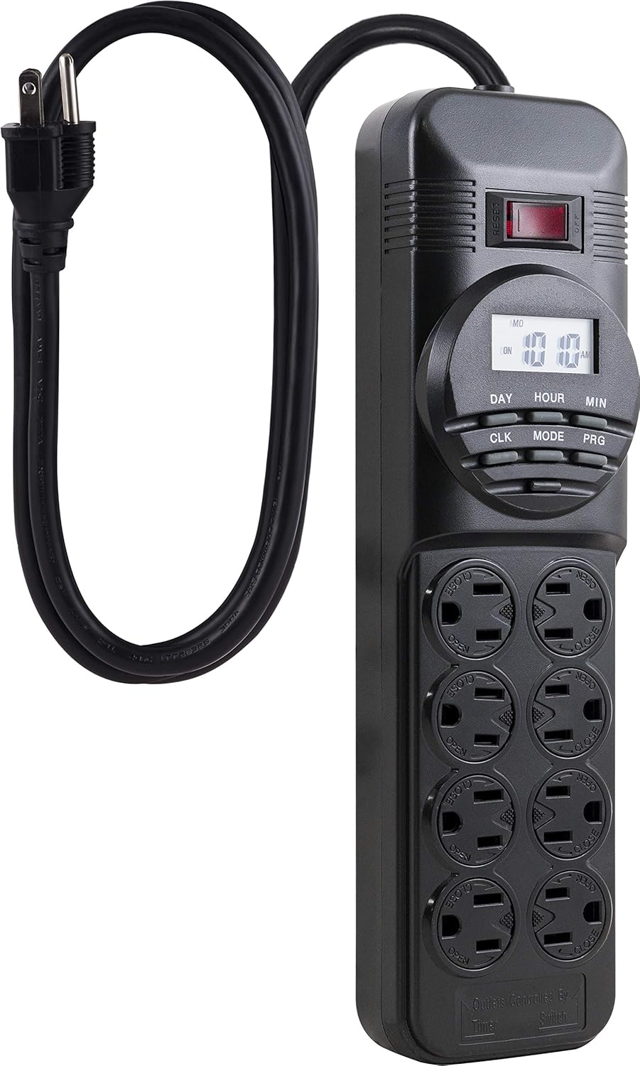 GE Programmable Power Strip: 7-Day Timer, 8 Outlets, Easy Settings!