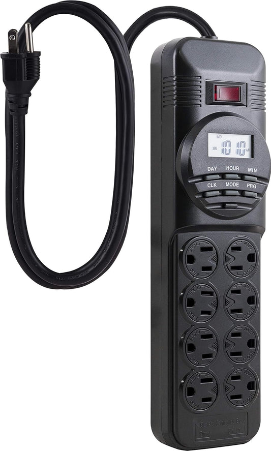 GE Programmable Power Strip: 7-Day Timer, 8 Outlets, Easy Settings!
