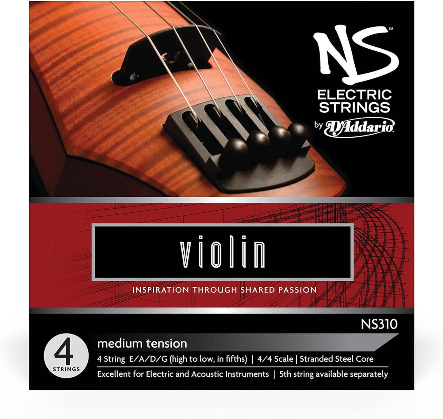 D'Addario NS310 Electric Violin Strings for Superior Sound