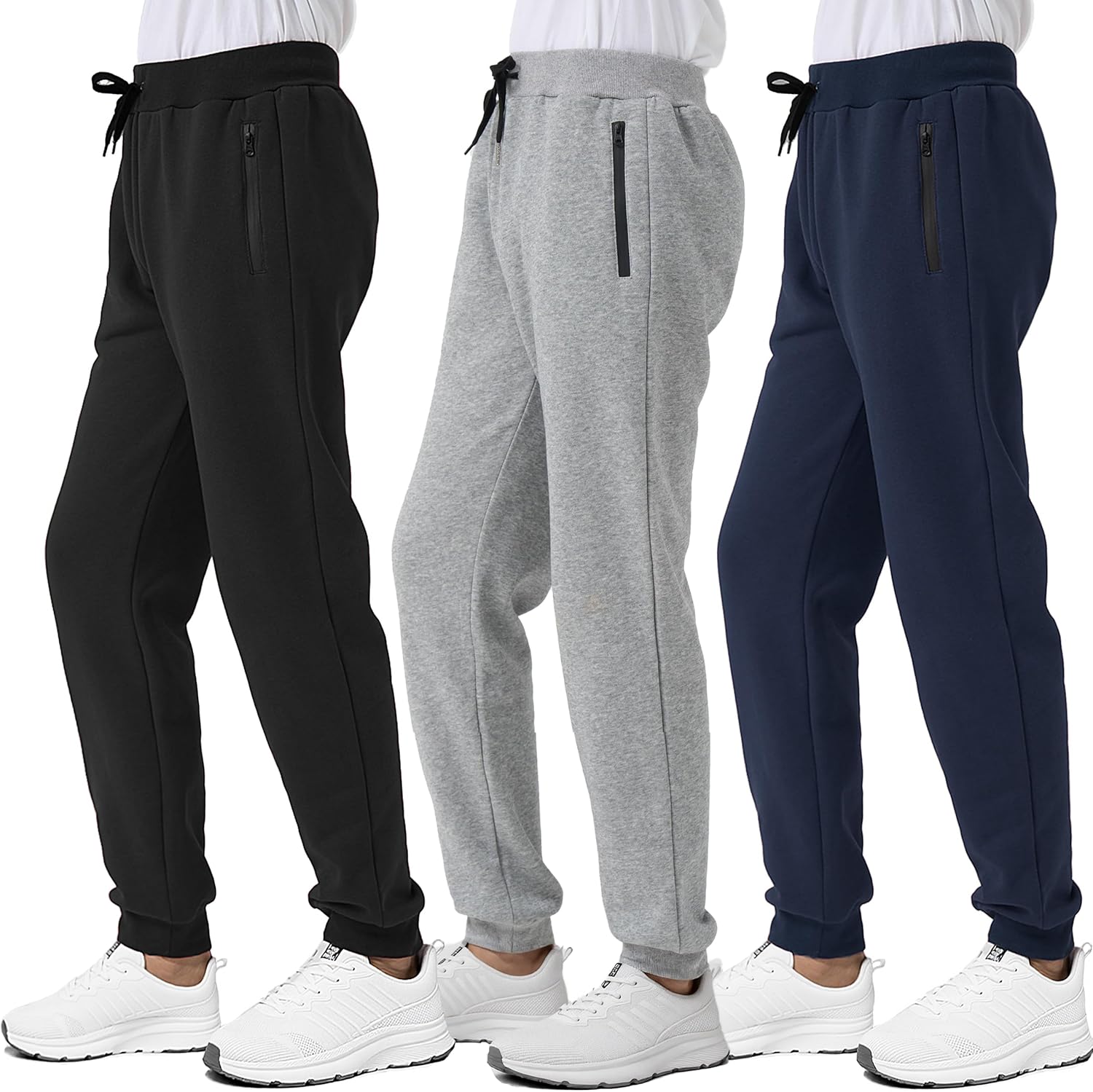 Boys Fleece Sweatpants with Zipper Pockets for Active Kids