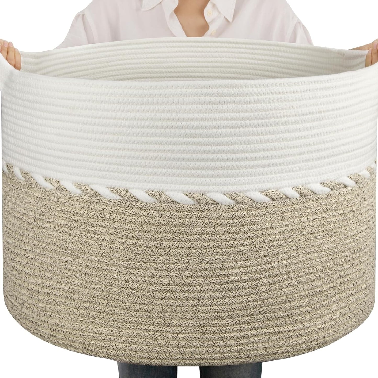 OIAHOMY 105L Blanket Basket for Living Room Storage Solutions
