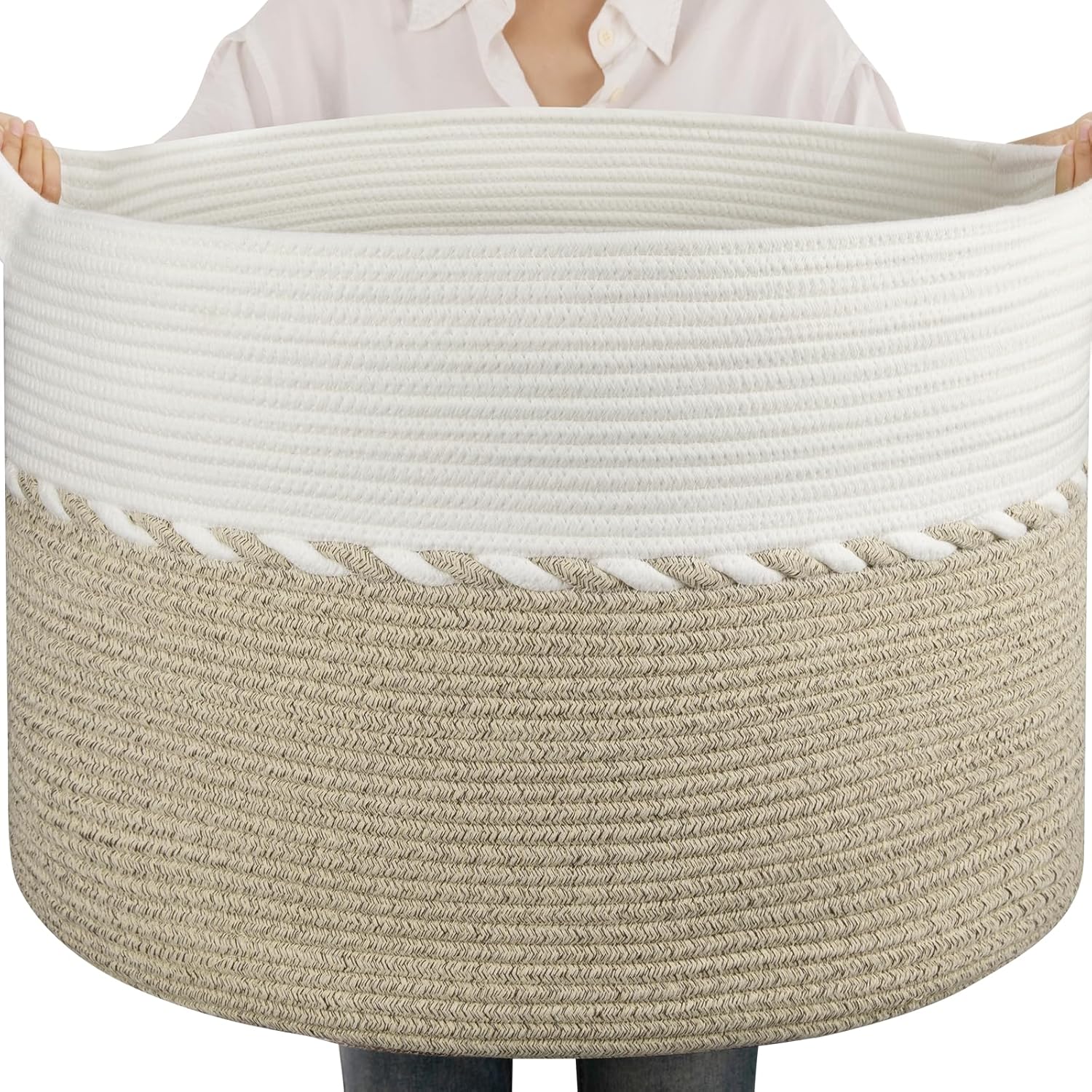 OIAHOMY 105L Blanket Basket for Living Room Storage Solutions