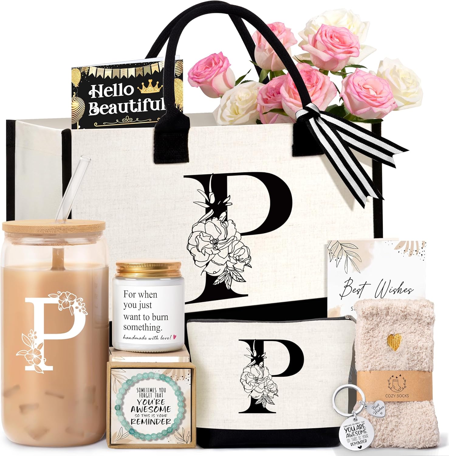 Personalized Birthday Gifts for Women: Monogrammed Tote Bag Set