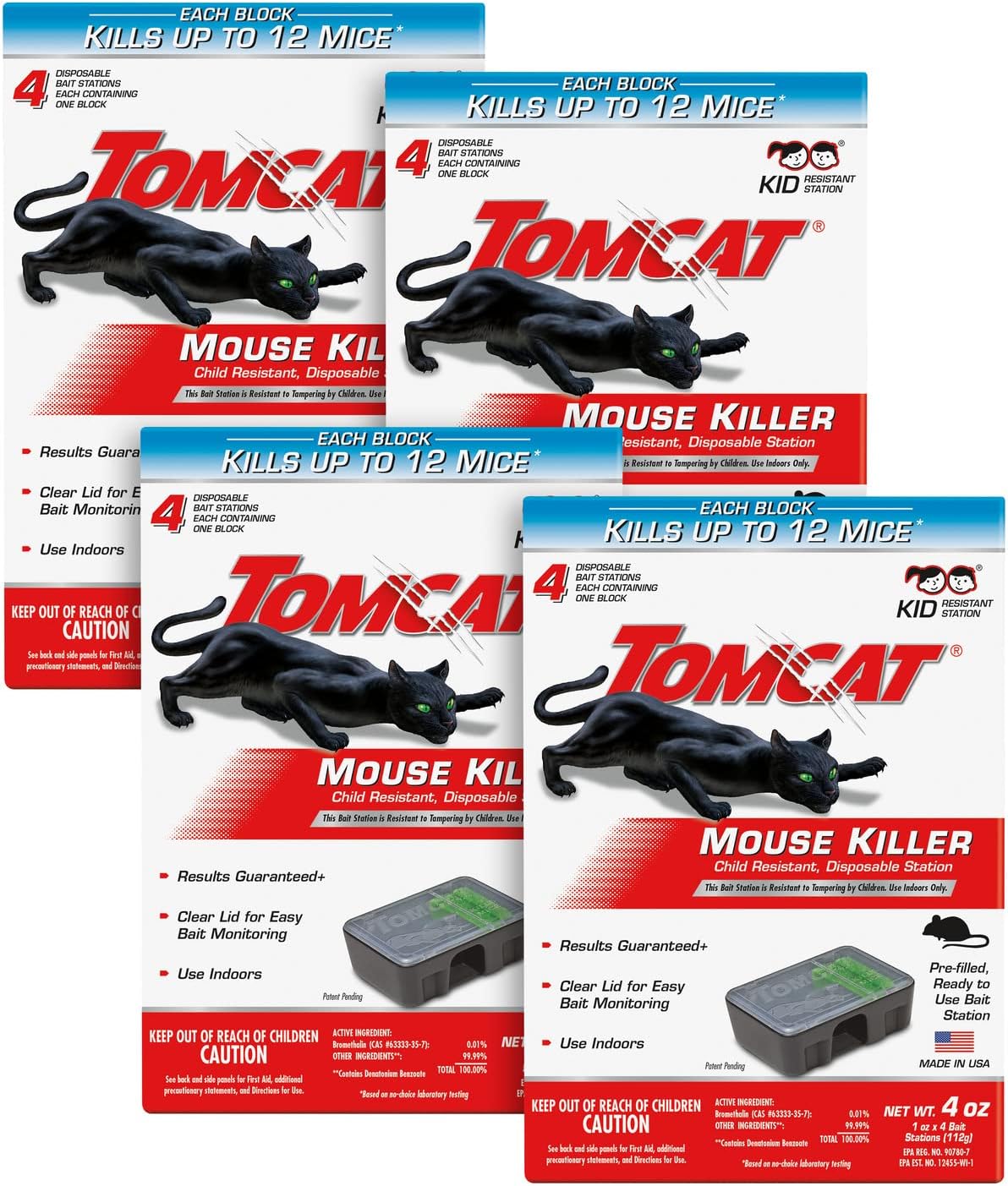 Tomcat Mouse Killer Child Resistant Disposable Station 4-Pack