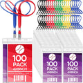 Extra Large 4 x 8 in Badge Holders with Lanyard Bulk - Waterproof ID