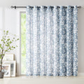 Treatmentex Blue White Sliding Glass Door Curtain Leaf Print Semi
