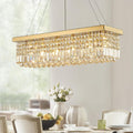 Siljoy 6-Light Modern Gold Crystal Chandelier Rectangular - Elegant