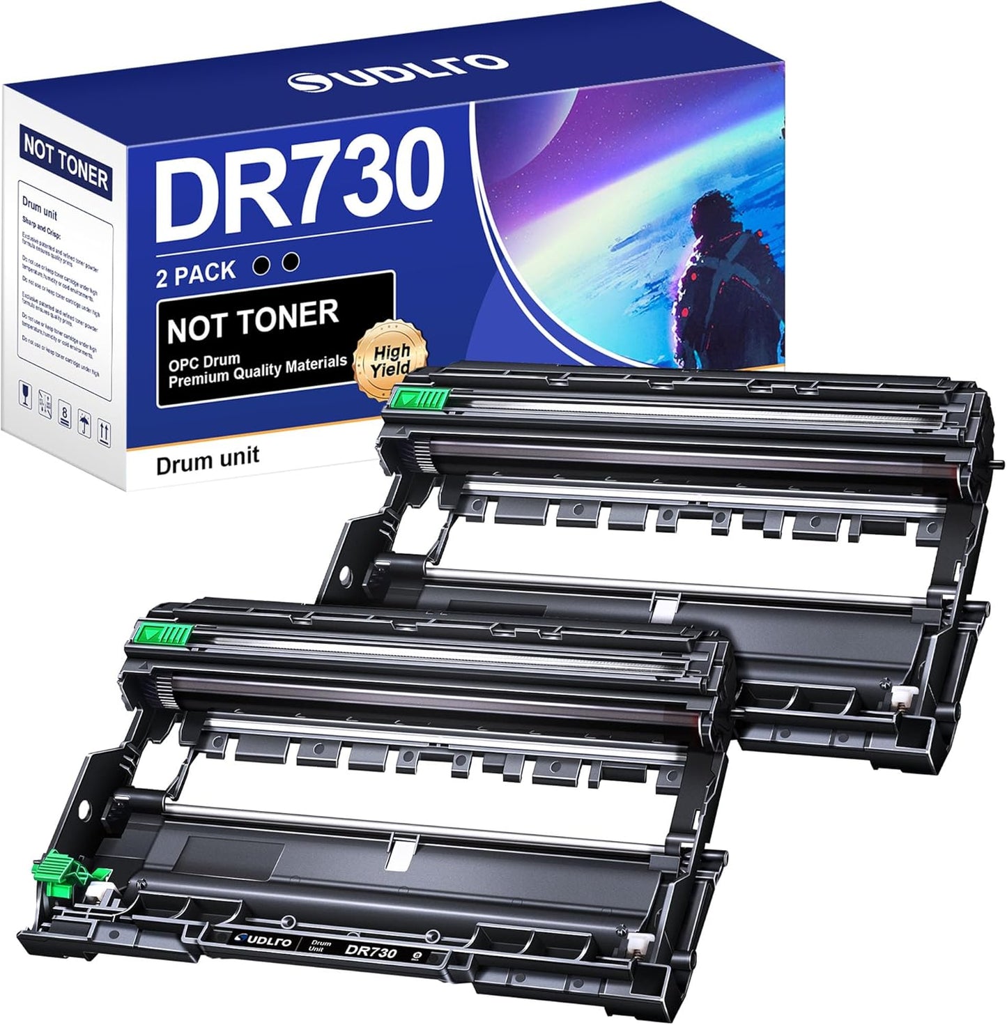 Compatible DR730 Replacement Drum for Brother Printers - 2 Pack
