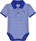 College Baby Striped Polo Bodysuit - Soft Embroidered Team Logo