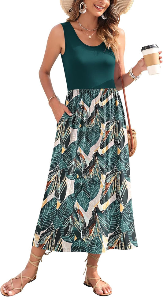 WNEEDU Women's Summer Maxi Dress for Beach Vacation Style