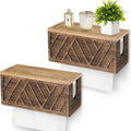 Set of 2 Paper Towel Dispenser Wall Mount with Lid - Solid Wood