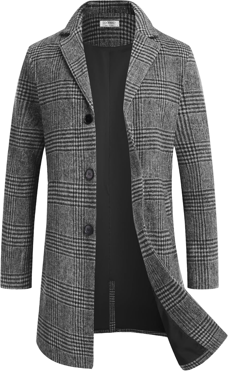 Men's Wool Blend Overcoat - Classic Peacoat with Pockets