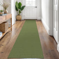 Runners for Hallways 2x8 ft Cotton Runner Rug - Olive Green Natural