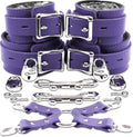 VP Leather Combo Lockable Wrist & Ankle Cuffs Set - Soft Fur Comfort