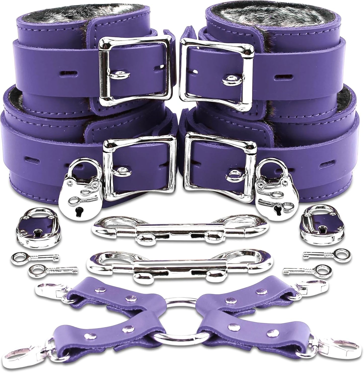 VP Leather Lockable Wrist & Ankle Cuffs Set for Couples