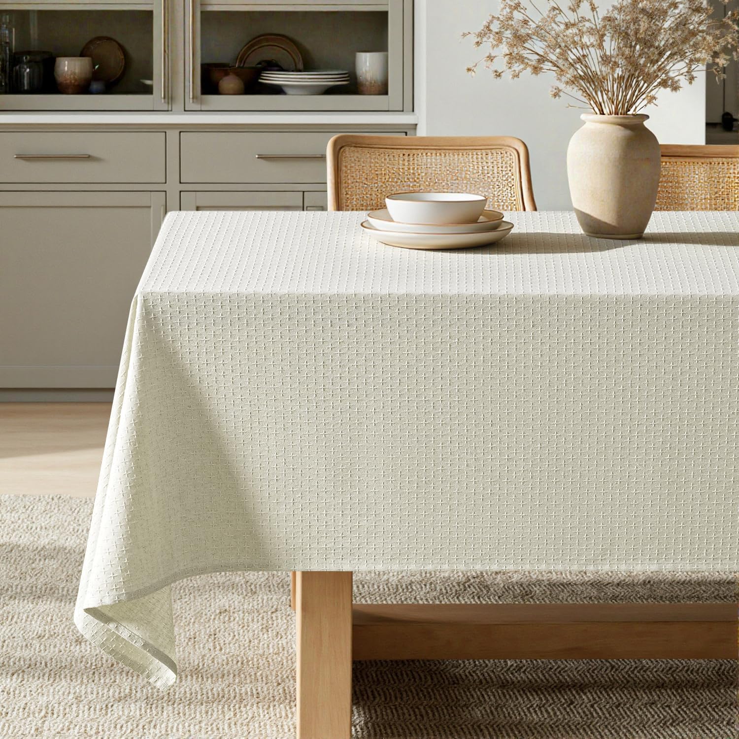 MIULEE Ivory Linen Cotton Table Cloth for Elegant Dining Events